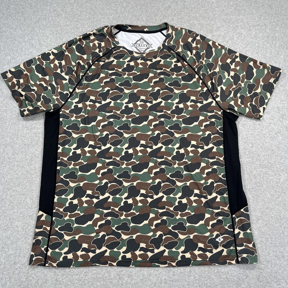 Burlebo Performance Shirt Mens XL Duck Camo Short Sleeve Activewear Tee T-Shirt